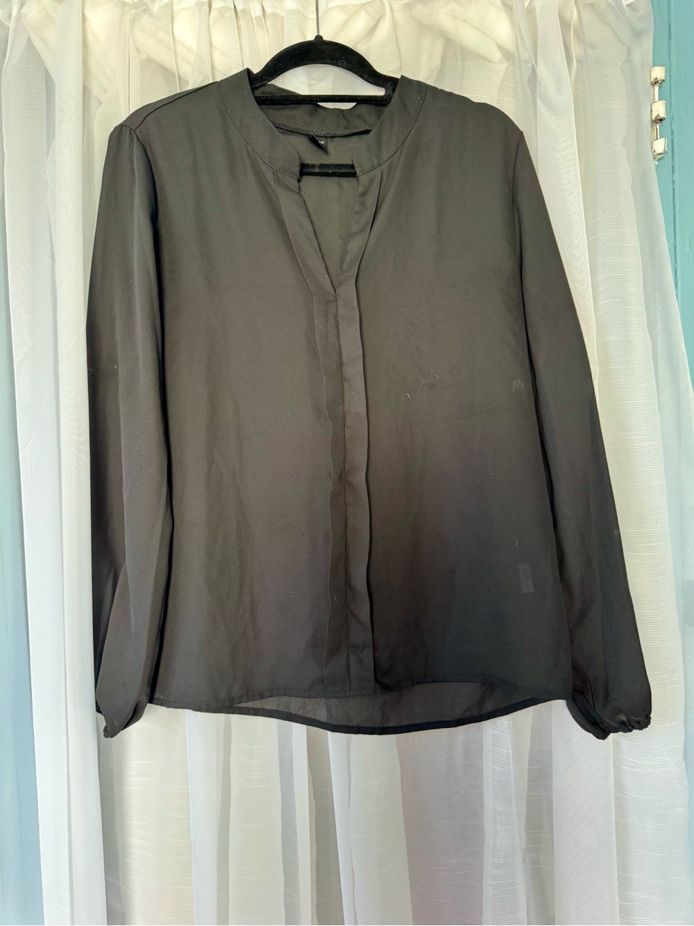 SHEIN Black Lightweight Sheer Blouse